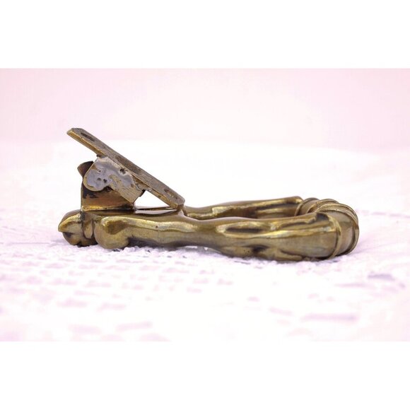 Vintage brass door knocker cat and dogs, brass hounds knocker, hunting dogs and - Picture 4 of 9